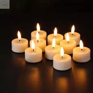 Đèn nến điện tử AWNGD 12 chiếc, Nến LED nhấp nháy thân thiện với môi trường, Đèn nến xung quanh không cháy chạy bằng pin tròn để trang trí tiệc cưới sinh nhật