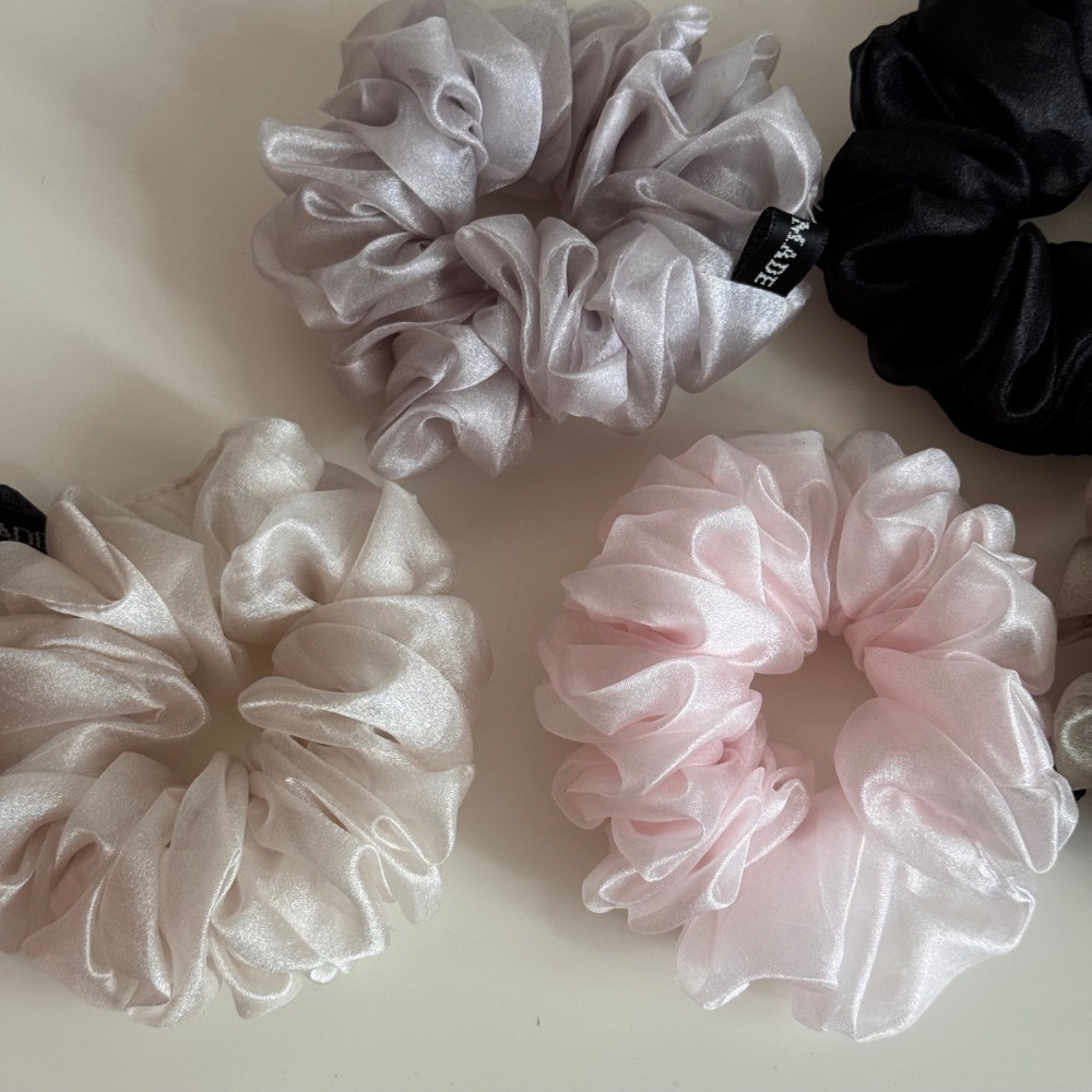 Hululu - Lưới Đơn Giản Xếp Ly Scrunchy, Dây Buộc Tóc Kích Cỡ Lớn, Phong Cách Sang Trọng