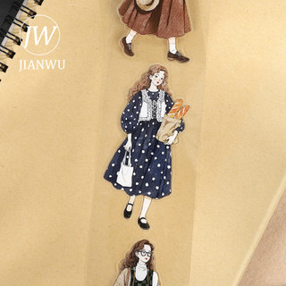 JIANWU 55mm * 6m Vintage Forest Girl Nhân Vật Phong Cảnh Chất Liệu Cắt Băng Thêu Sò PET Sáng Tạo DIY Tạp Chí Văn Phòng Phẩm