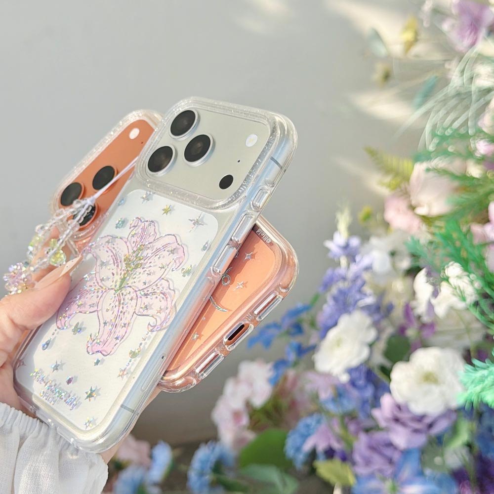 Ốp Lưng Cứng Trong Suốt Tương Thích Với iPhone 13 14 14Pro 14ProMax 15 15Pro 15ProMax 16 16Pro 16ProMax 17 17Pro 17ProMax Ốp Họa Tiết Hoa Lily