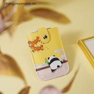 # yanddd # Ví đựng thẻ Mini che giấu nhiều lớp hoạt hình RFID Bloing Loại kéo thẻ ID 4 thẻ Nhà thơ Ví da PU.