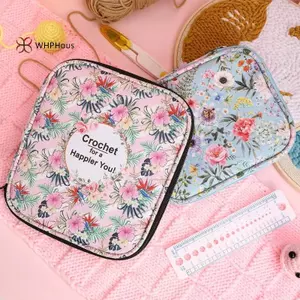 < WHPHous-t > Bộ dụng cụ đan tay hoa, Túi đựng đồ chống nước móc có khóa kéo, Túi đựng đồ in DIY, Túi đựng kim Jumper Đẹp