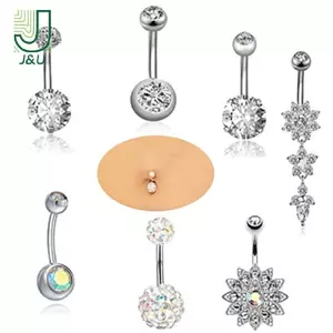 Nhẫn rốn pha lê thép không gỉ, bộ 7 cái