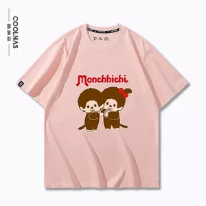 Monkikie áo thun tay ngắn họa tiết hoạt hình bằng cotton nguyên chất, phù hợp cho nam và nữ mùa hè