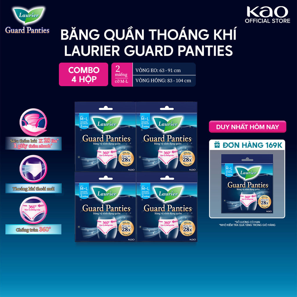 [Mới ra mắt] Combo 4 Băng Vệ Sinh Quần Laurier Guard Panties Size M-L ...