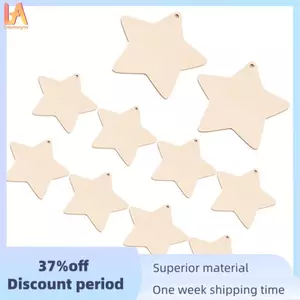 10 x Hình ngôi sao bằng gỗ, Thẻ thủ công bằng gỗ trơn có lỗ (10cm)