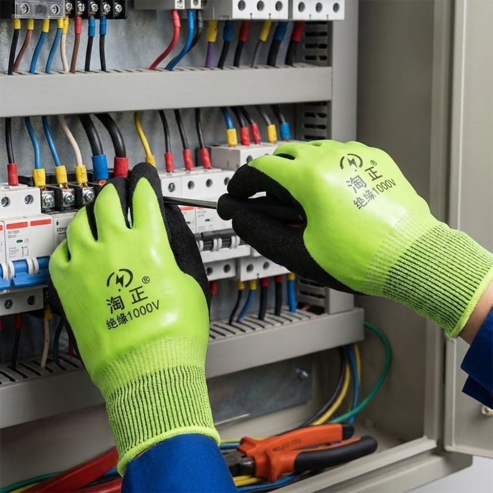 Găng tay cách nhiệt thợ điện DONOVANQQ, Găng tay chống sốc điện áp chịu được độ đàn hồi cao 1000 V, Găng tay bảo vệ an toàn chống sốc bằng cao su chống mài mòn