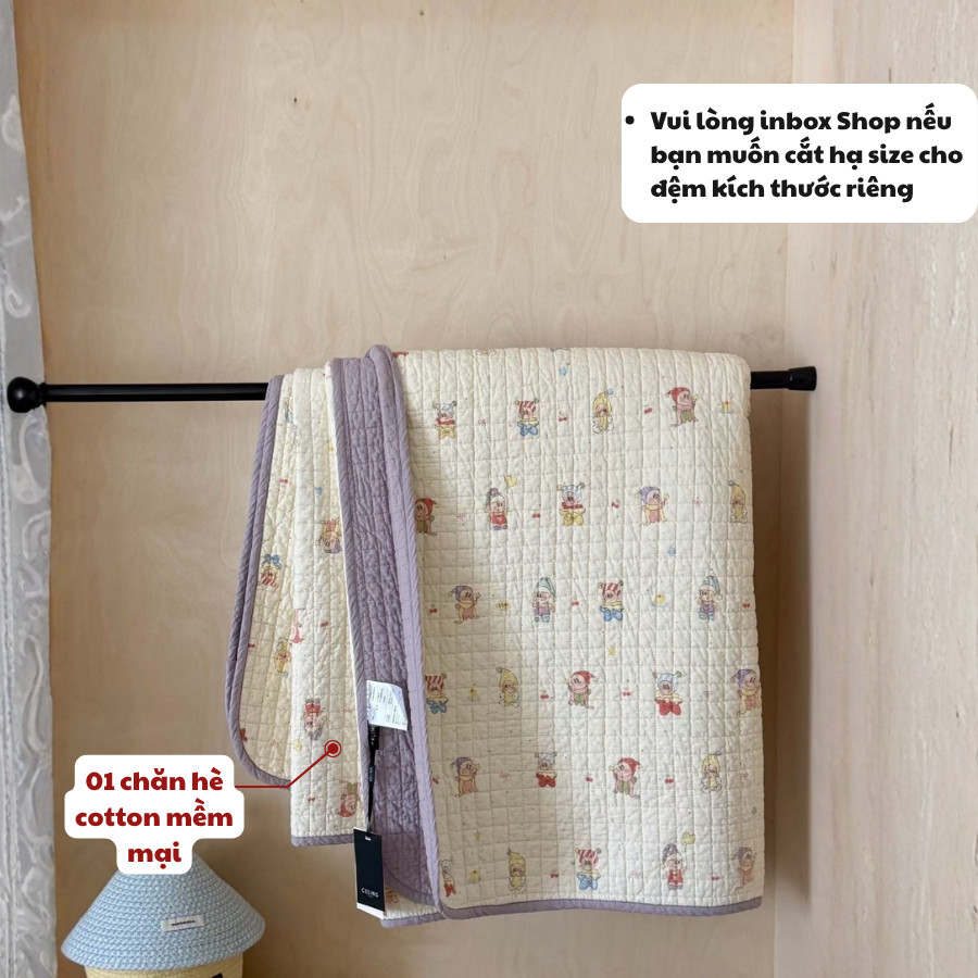 (CH702) Chăn hè cotton với tông màu pastel nhẹ nhàng kèm họa tiết dễ thương nổi bật, độ bền cao và êm ái Memminbedding