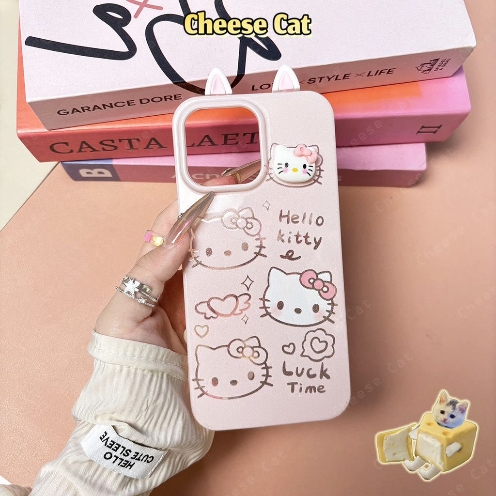 Gương Giá Đỡ Điện Thoại Tai Mèo 3D Kitty Dành Cho iPhone Xs XR 11 12 13 14 15 16 17 Pro Max 16E 7Plus