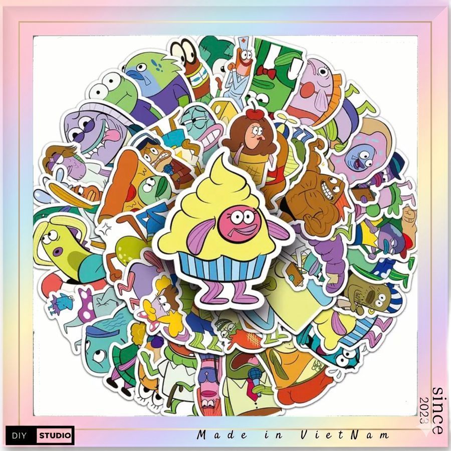 60 Sticker Fish Mad Sticker trang trí laptop,mũ bảo hiểm,vali chống nước.