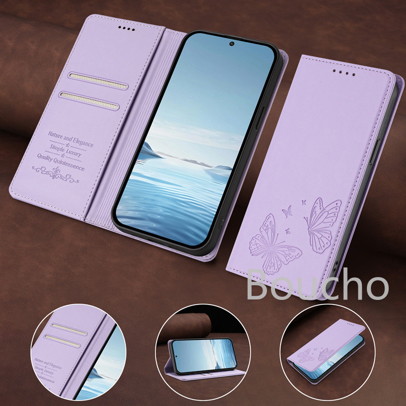 Ốp Lưng Điện Thoại Xiaomi Redmi 10 Note 11 Note 10 Note 9S Note 11 Pro Note 10 Pro Note 9 Pro Bướm Ví Da PU Mềm Khe Cắm Thẻ Da Bảo Vệ Da Flip Stand Nhiều Cover