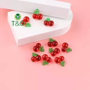 Mặt dây chuyền và vòng tay hình dâu tây anh đào màu đỏ bằng nhựa trong suốt - Phụ kiện thời trang dành cho nữ