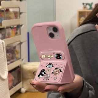 Ốp lưng hoạt hình họa tiết chim cánh cụt 17pro 17 17promax có chân đế Thích hợp cho iPhone 13 13promax 14 14pro 15 15pro max 16pro 16promax Vỏ