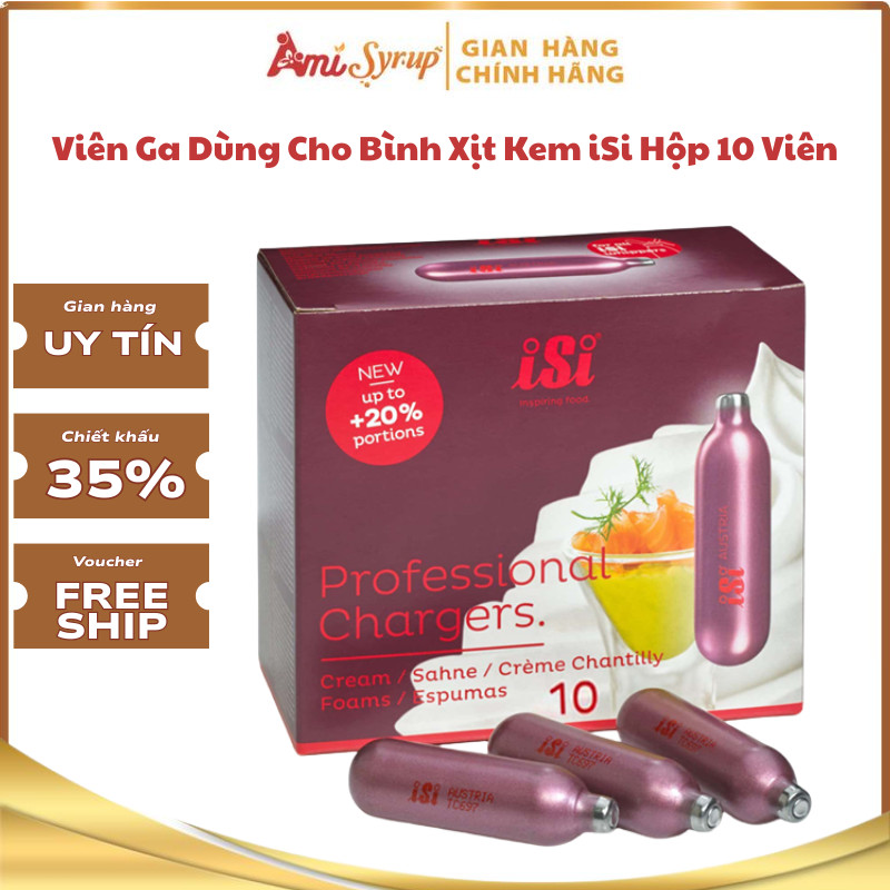 Viên Ga Dùng Cho Bình Xịt Kem iSi Hộp 10 Viên, Đánh Kem Nhanh, Chuẩn Định Lượng