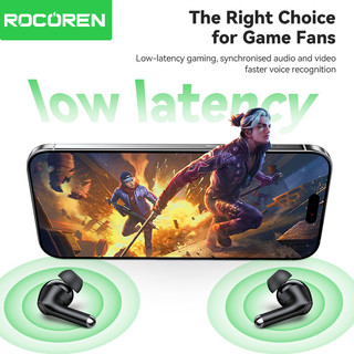 Rocoren R02 Tai nghe không dây Bluetooth 5.4, màn hình LED kỹ thuật số, khử tiếng ồn, micrô tích hợp