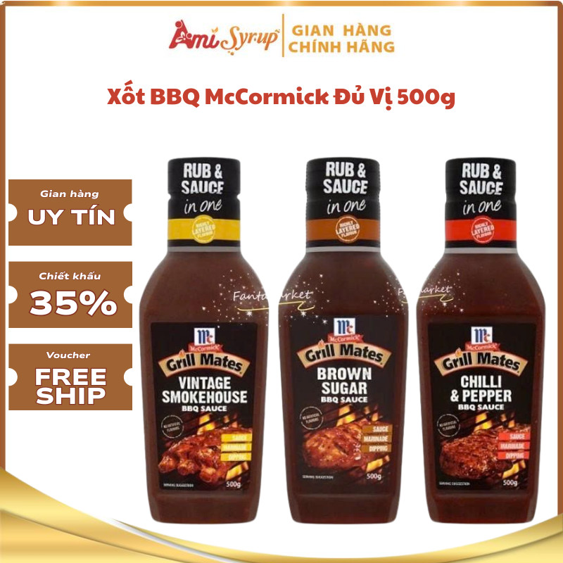 Sốt Ướp Chấm BBQ McCormick Grill Mates 500g Đủ Vị, Hương Vị BBQ Chuẩn Mỹ, Tiện Lợi Cho Mọi Bữa Tiệc