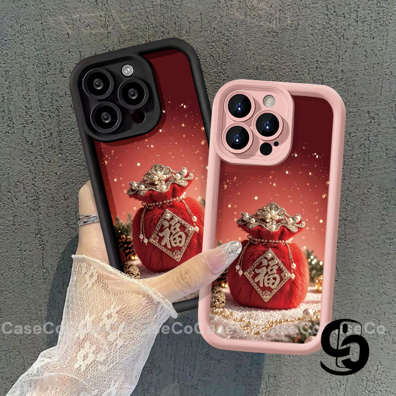 Vỏ Cho Oppo A18 A60 A6 A5 Pro A58 A5 A38 A3 Pro A3 A57 A16 A15 A12 A5X A3X A17 A18 Ốp điện thoại hình túi may mắn tuyết