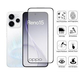 2 trong 1 OPPO Reno 15 9D Kính Cường Lực Bảo Vệ Màn Hình Cho OPPO Reno 14F 14 Pro 13 12 11 F 12F 11F 5G Với Ống Kính Máy Ảnh Phim