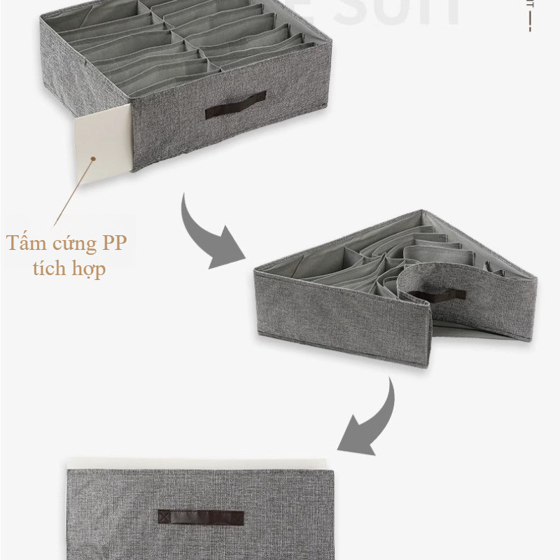 Hộp Đựng Quần Áo Bằng Vải 10/16 Ngăn - Khung Cứng Chắc Chắn, Đa Năng Gấp Gọn Tiện Lợi, Tiết Kiệm Diện Tích