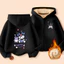 Kuromi Winter Kids Zip Áo Hoodie lông cừu lót hoạt hình Áo khoác có mũ trùm đầu mềm mại cho trường học và ngoài trời
