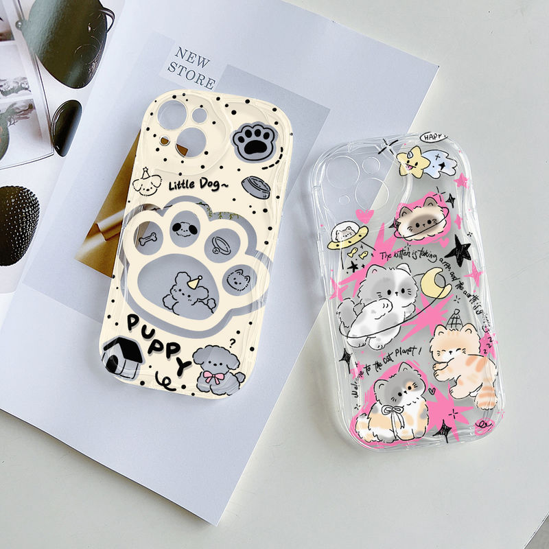 Ốp Lưng Kem Sóng Trong Suốt Cho Samsung Galaxy A06 A05 A05S A03 A03S A02S A15 A14 A13 A12 M12 A25 A23 A22 M32 A35 A55 A52S A51 A50S A30S Hình Chú Chó Nhỏ DPCE352 & DPCE353