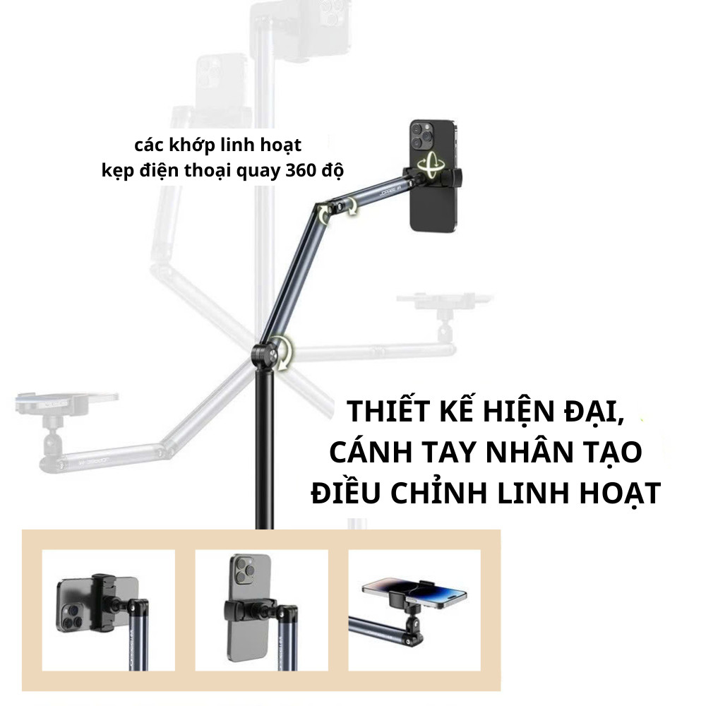 Giá Đỡ Điện Thoại Chữ Z L01 L58 Cao Cấp Xoay 360 Độ, Điều Chỉnh Chiều Cao Linh Hoạt, Hỗ Trợ Livestream, Quay Video