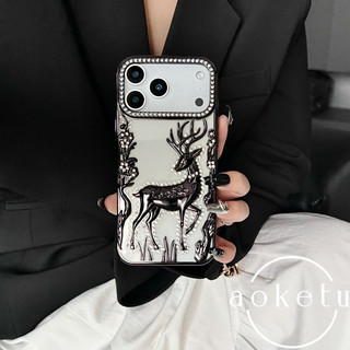 Hươu dát kim cương sang trọng Thích hợp cho vỏ điện thoại iPhone 17 Promax Mạ điện 3D Deer Apple 16 Promax 3D 15pro / 14 / 13 / 12 Vỏ bảo vệ chống rơi