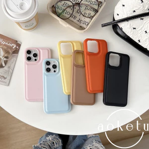 Khung ảnh sáng tạo Vỏ điện thoại đệm khí họa tiết da phù hợp cho iPhone 13 14 15 16 17 Pro Max màu trơn bao gồm tất cả các vỏ mềm silicon chống rơi