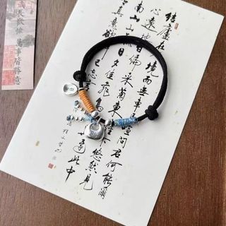 Vòng tay dệt thủ công có thể điều chỉnh, thiết kế mũm mĩm màu dây đỏ, món quà hoàn hảo dành cho nàng