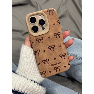 Nơ áp dụng cho 17/16 lông vỏ điện thoại di động iPhone15promax vỏ 14 mùa đông mới 13pro lỗ