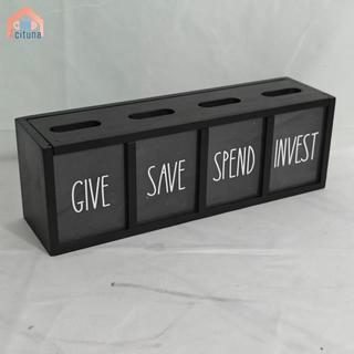 Hộp Đựng Tiền Hóa Đơn Tiền Xu 4 Ngăn Bằng Gỗ Heo Đất Lưu Trữ Hộp Đựng Tiền Ngân Hàng Cho Người Lớn Bé Trai Bé Gái Trẻ Em
