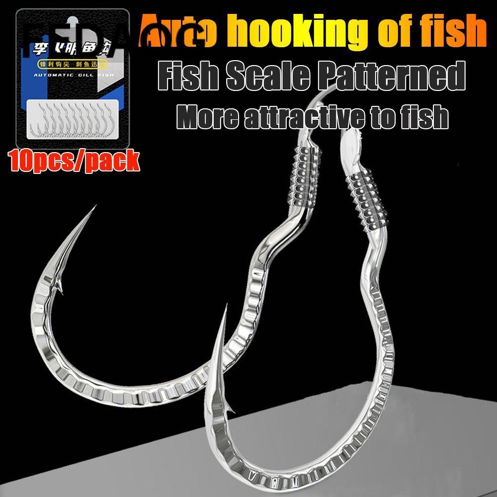 FEDAOG 10 Chiếc Móc Câu Cá Chống Trượt, Lật Móc Tự Động, Thép Carbon Chất Lượng Cao, Phù Hợp Cho Cá Chép