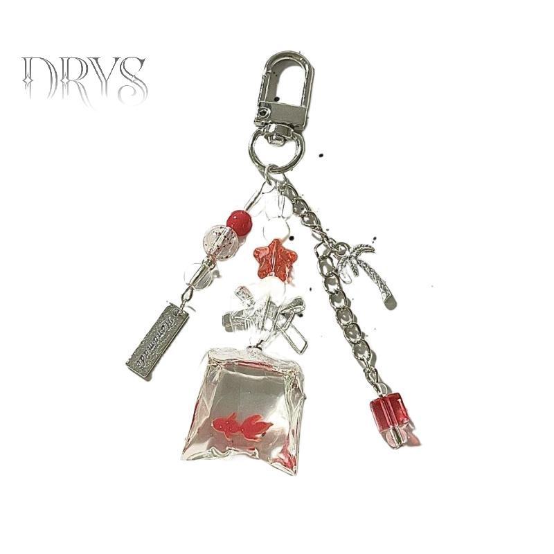 (TFT) 1 Túi Nước Cá Tinh Tế Cây Dừa Quyến Rũ Cá Nhiệt Đới Móc Khóa Túi Mặt Dây Chuyền Cá Thanh Lịch Móc Khóa DIY Trang Trí MỚI