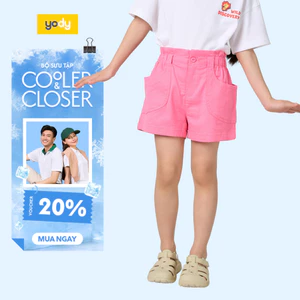 Quần short bé gái 2-9 tuổi túi hôp YODY vải kaki cottonn mềm mại thoáng mát GKCS25S025