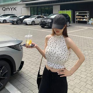 Áo Vest Nữ Ngắn Không Tay Chấm Bi Dây Neon, Thích Hợp Cho Ngày Lễ