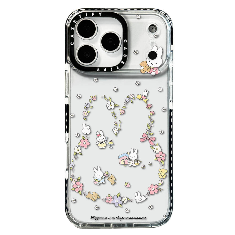 Ốp Điện Thoại Đầu Thỏ Hoa Cho IPhone 17 ProMax 17 16 15 14 13 12 11 Vỏ Bảo Vệ Chống Sốc