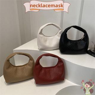 Túi đeo vai NECKLACEMASK, Túi xách họa tiết dệt vuông, Túi đeo trên cùng PU mềm đơn giản dành cho nữ