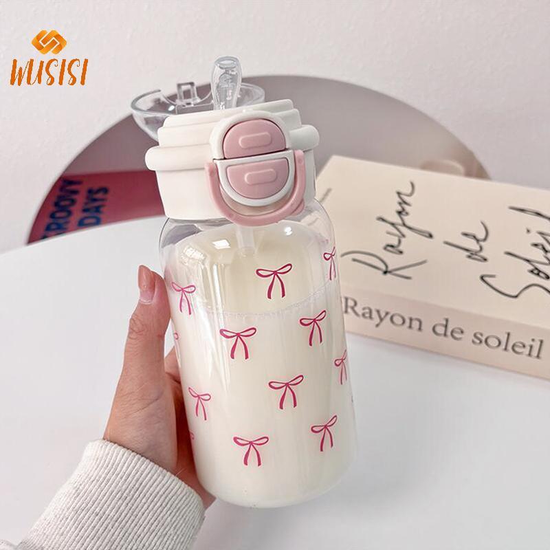 [WUSISI] Bình Nước Dễ Thương Có Ống Hút Nhựa Di Động Bật Lên Nắp Cốc Nước Cho Trẻ Em Kawaii Chai Nước Chống Rò Rỉ Bình Uống Dễ Thương MỚI
