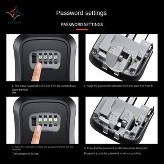 [luxiang.vn] Hộp đựng chìa ngoài trời chống nước, mã 4 số, dây thép, dễ lắp đặt, màu đen