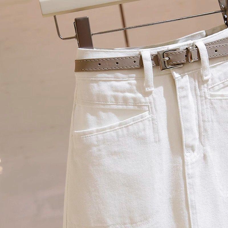 Váy Denim Trắng Chữ A Mùa Hè, Thiết Kế Mỏng Nhẹ