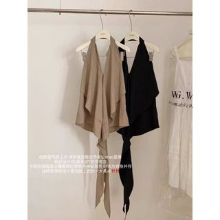 Váy Sơ Mi Màu Be Vải Mềm, Cổ Chữ V, Thiết Kế Slim-Fit Hẹp Waist, Phong Cách Hepburn