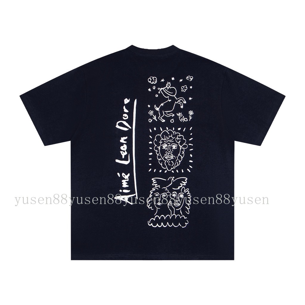 Chất Lượng Cao Phong Cách Mới Ai88 Leo8D88e8 Street Loose Casual Cotton Nguyên Chất Áo Thun Tay Ngắn