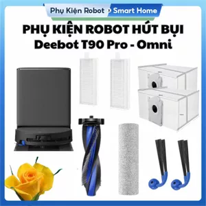 Phụ kiện robot hút bụi Ecova Deebot T90 Pro Omni: Chổi chính, Cạnh/ Bộ lọc/ Con lăn/ Túi rác/ Nước