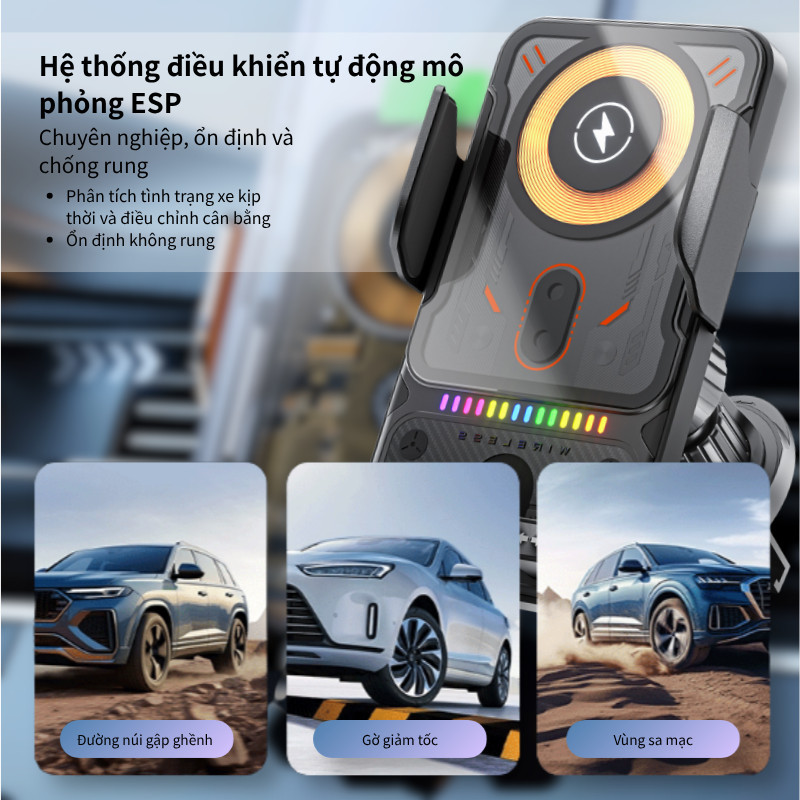 Giá Đỡ Điện Thoại Ô Tô Có Sạc Không Dây - Gắn Cửa Gió, Tự Động Xoay Ngang, Phù Hợp Mọi Dòng Điện Thoại