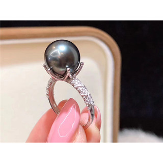 Nhẫn Ngọc Trai Nữ Mạ Bạc với Hạt Vàng Tahitian 11mm, Quà Tặng Sang Trọng cho Bạn Gái