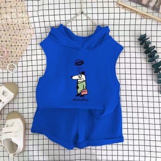 Bộ trang phục không tay trẻ em Bộ quần short hoạt hình mùa hè thoáng khí Quần áo hai mảnh thông thường