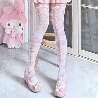 [oklife Tất Nữ] Vớ In Hình Dâu Tây Phong Cách Mỏng Nữ Gothic Anime Dễ Thương Ống Dài Ống Cao Over-the-Knee Tất Trắng Ống Dài