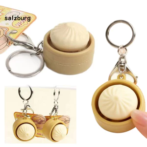 < salzburg > Đồ chơi giảm căng thẳng di động Giảm căng thẳng hấp Bun Bóp đồ chơi có âm thanh Pvc dễ thương Giảm căng thẳng Fidget Móc khóa tiện ích giải nén di động cho trẻ em để thư giãn