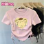 Áo trẻ em cổ tròn ngắn tay dây rút in hình hoạt hình Sanrio dành cho bé gái
