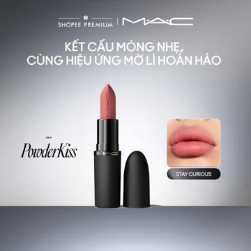 Son thỏi MAC Powder Kiss Hazy Matte Lipstick | Bền màu, ẩm mịn suốt 10H Khắc Son Miễn Phí